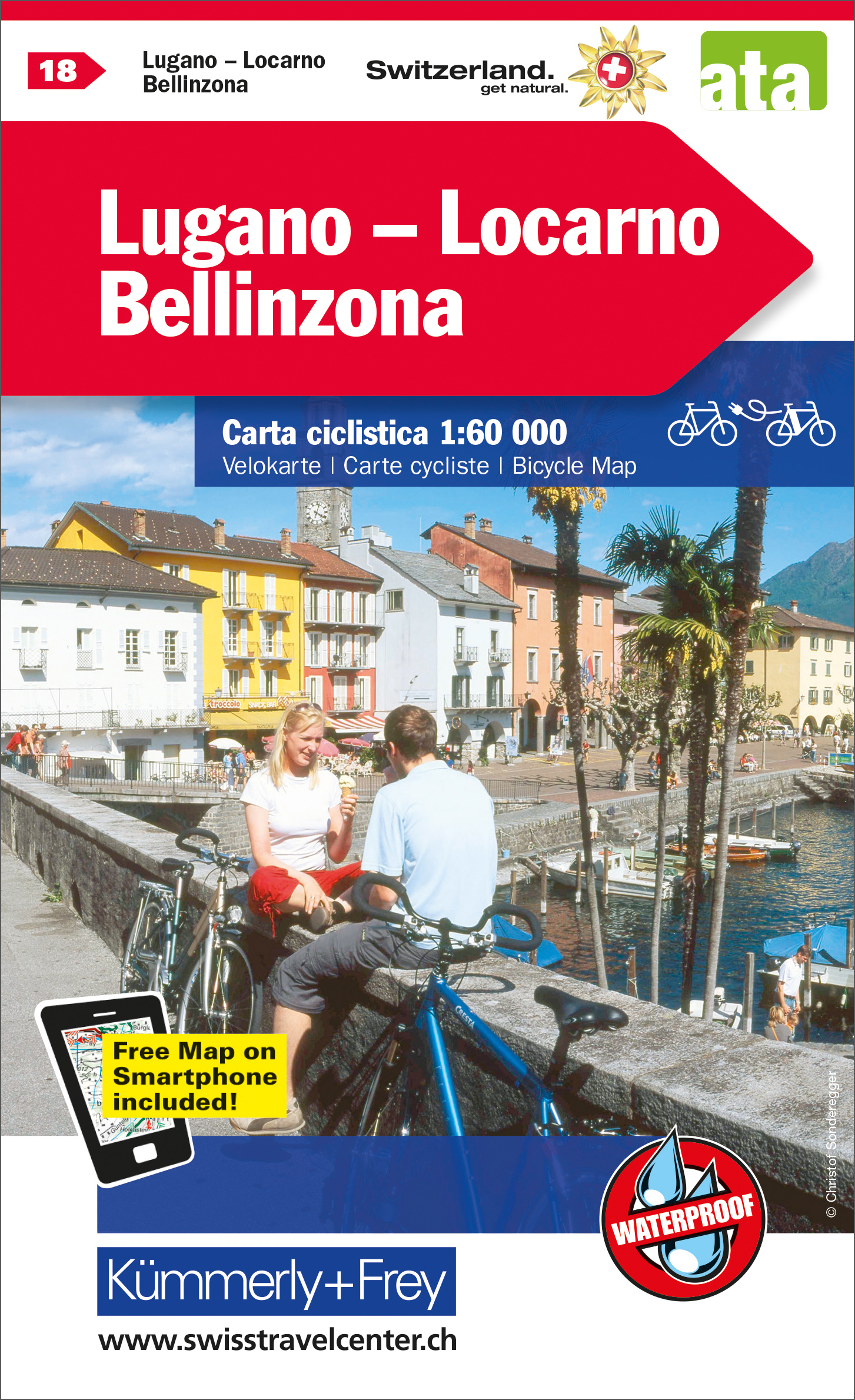 Fietskaart 18 Lugano - Locarno - Bellinzona ( Tessin ) | Kümmerly & Fr