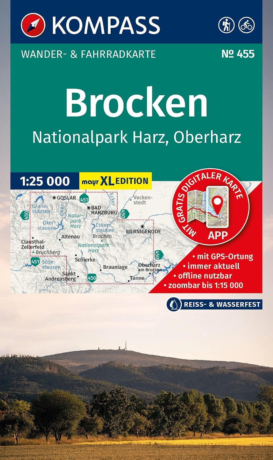 Wandelkaart 455 Brocken | Kompass