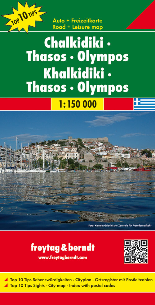 Online bestellen: Wegenkaart - landkaart Chalkidiki-Thassos-Thessaloniki | Freytag & Berndt