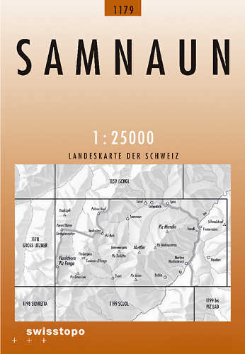 Wandelkaart  1179 Samnaun - Graubunden | topografische kaart Zwitserland Swisstopo | 