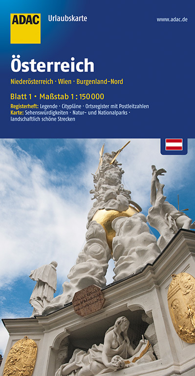 Online bestellen: Wegenkaart - landkaart 01 UrlaubsKarte Niederösterreich, Wien, Burgenland-Nord | ADAC