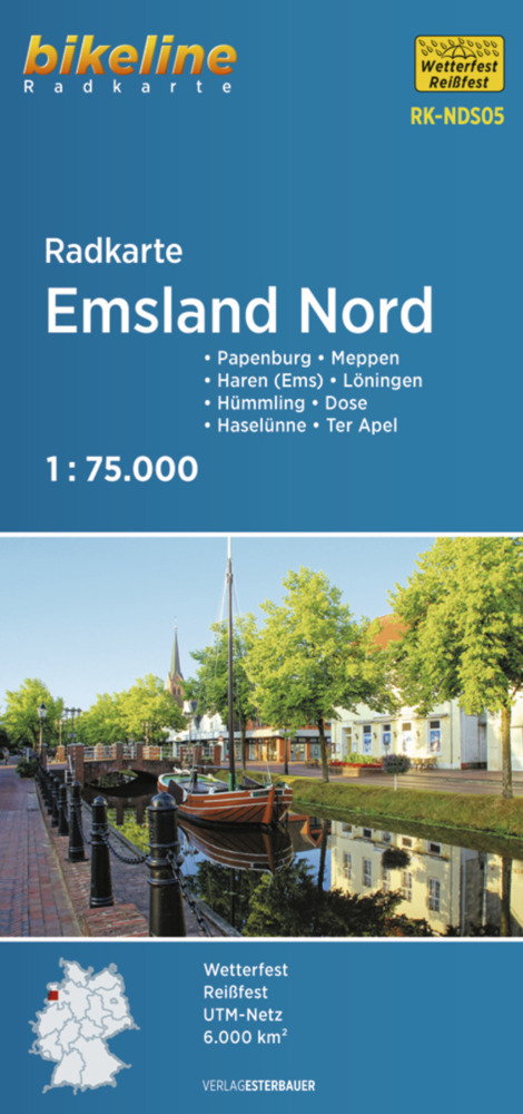 Online bestellen: Fietskaart NDS5 Bikeline Radkarte Emsland Nord | Esterbauer
