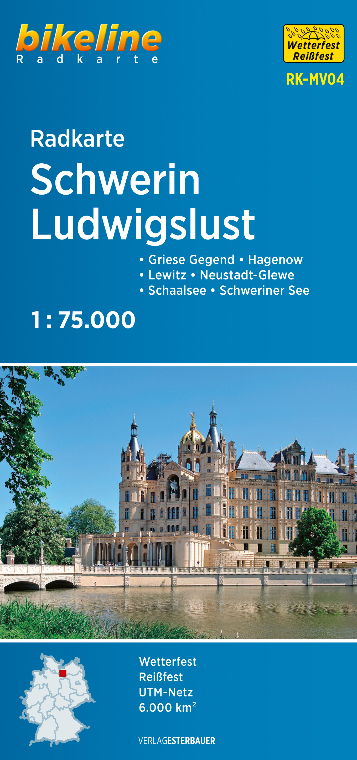Fietskaart MV04 Bikeline Radkarte Schwerin Ludwigslust | Esterbauer