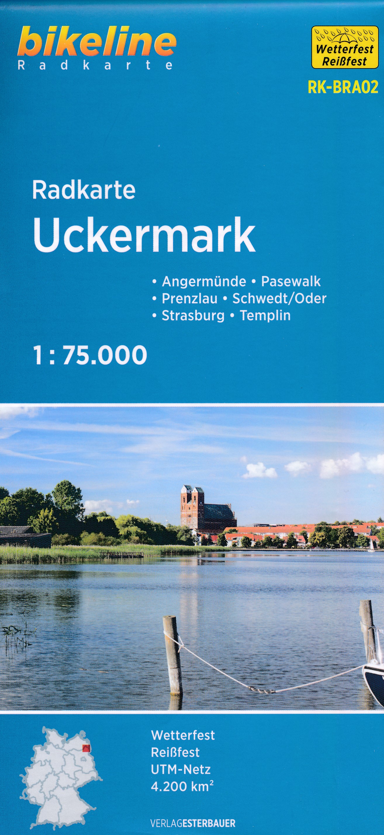 Online bestellen: Fietskaart BRA02 Bikeline Radkarte Uckermark | Esterbauer