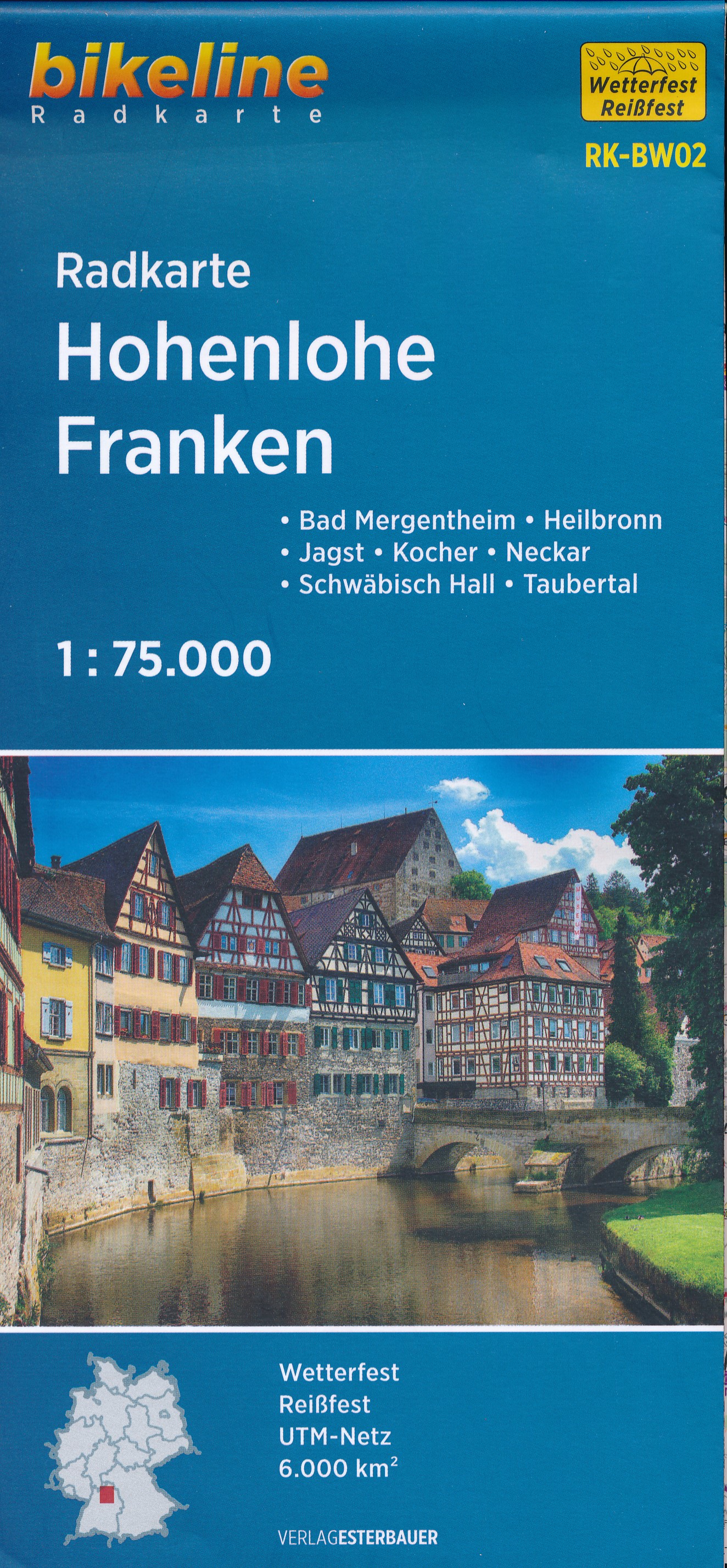 Online bestellen: Fietskaart BW02 Bikeline Radkarte Hohenlohe-Franken | Esterbauer