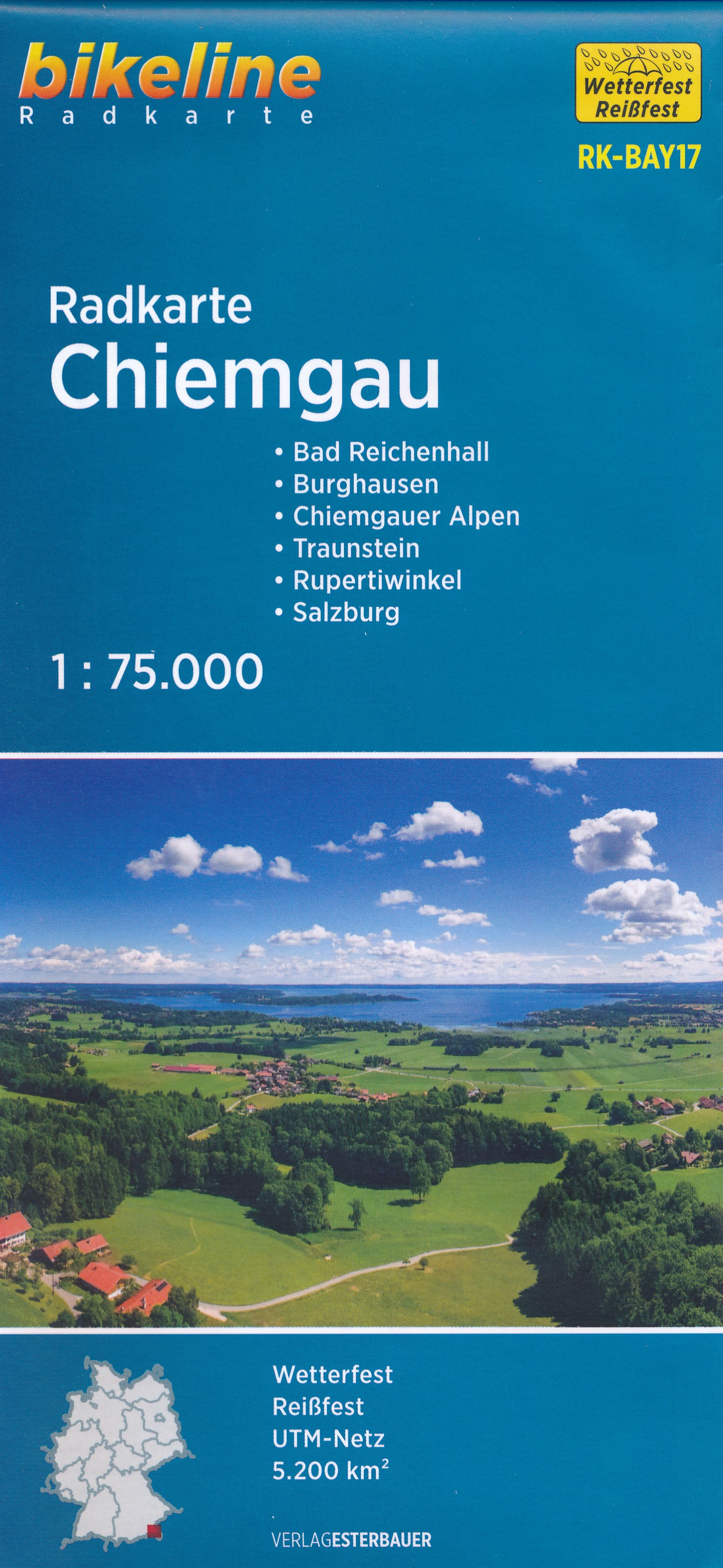Online bestellen: Fietskaart BAY17 Bikeline Radkarte Chiemgau | Esterbauer
