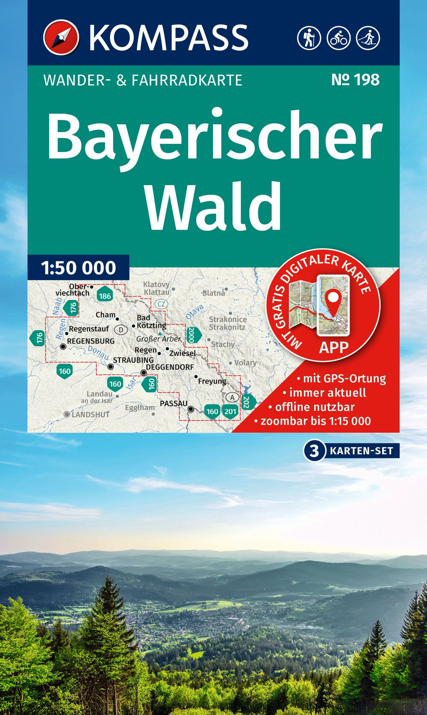 Wandelkaart 198 Bayerischer Wald | Kompass