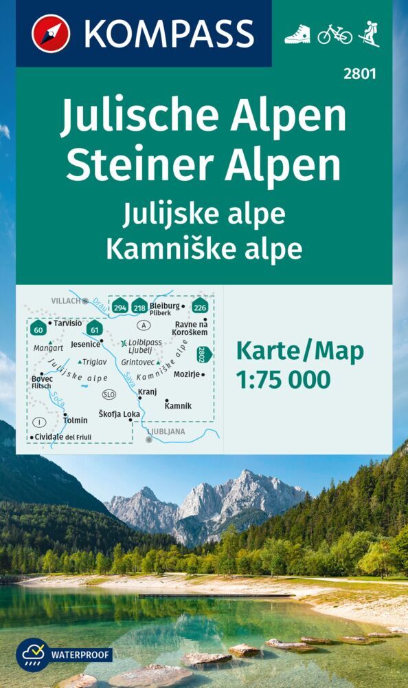 Online bestellen: Wandelkaart 2801 Julische Alpen - Steiner Alpen - Julijske alpe - Kamniške alpe | Kompass