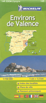 Fietskaart - wegenkaart Valencia y alrededores Costa del Azahar | Michelin 149 |