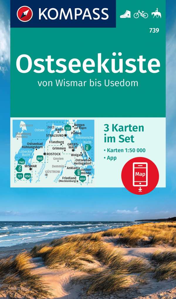 Online bestellen: Wandelkaart 739 Ostseeküste - Oostzeekust | Kompass