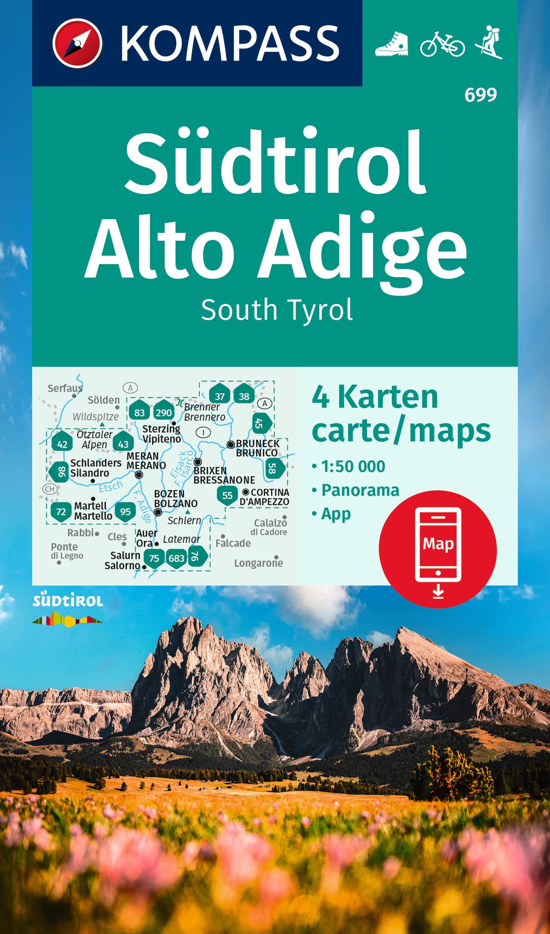 Online bestellen: Wandelkaart 699 Südtirol - Alto Adige | Kompass