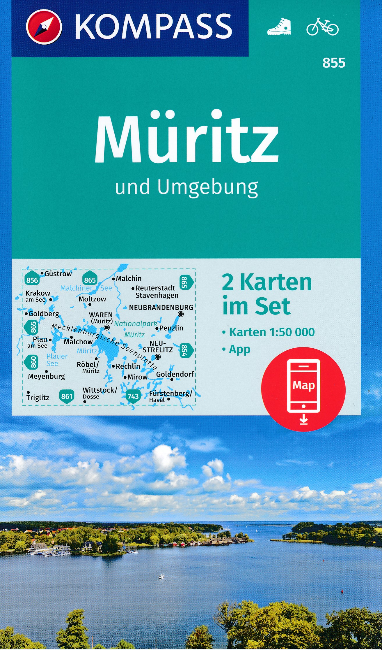 Online bestellen: Wandelkaart 855 Müritz | Kompass