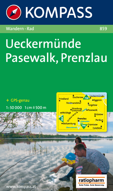 Online bestellen: Wandelkaart 859 Ueckermünde - Pasewalk - Prenzlau | Kompass