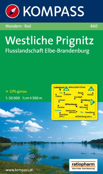 Online bestellen: Wandelkaart 860 Westliche Prignitz | Kompass