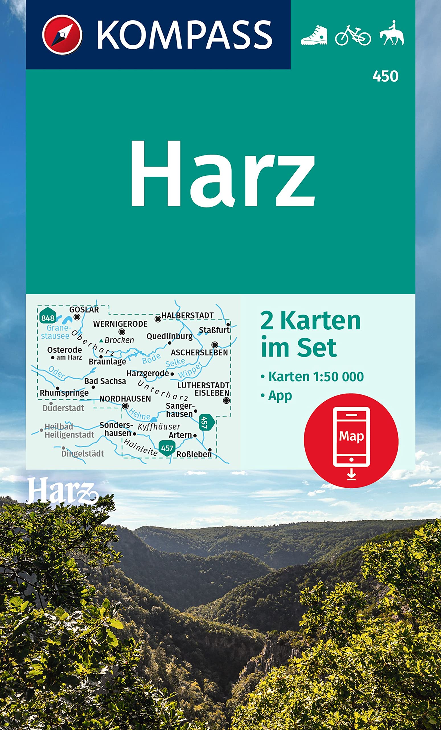 Online bestellen: Wandelkaart 450 Harz | Kompass