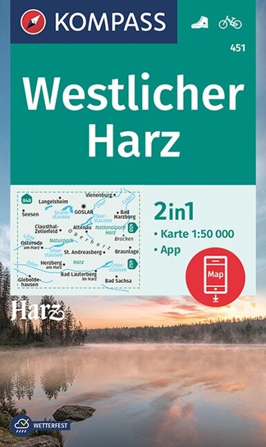Online bestellen: Wandelkaart 451 Westlicher Harz | Kompass