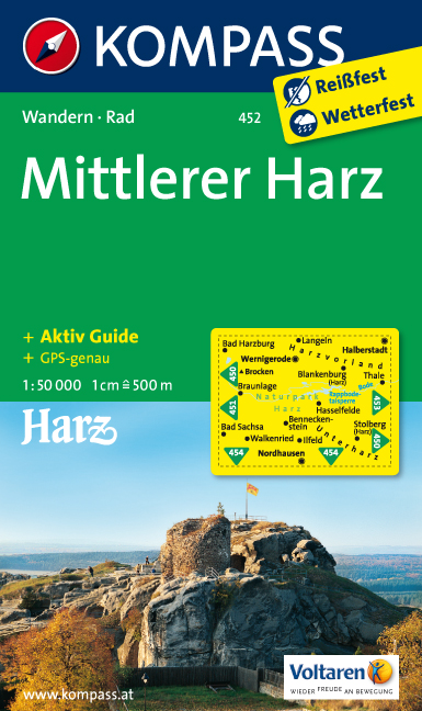 Online bestellen: Wandelkaart 452 Mittlerer Harz | Kompass