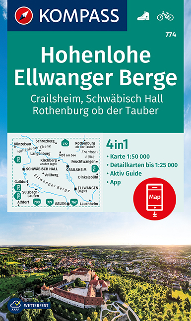 Online bestellen: Wandelkaart 774 Hohenlohe - Ellwanger Berge | Kompass