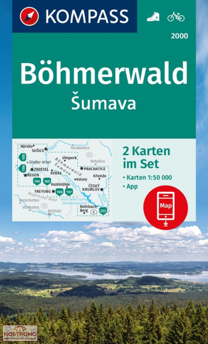 Online bestellen: Wandelkaart 2000 Sumava - Bohmerwald | Kompass