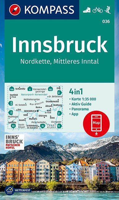 Online bestellen: Wandelkaart 036 Innsbruck und Umgebung | Kompass