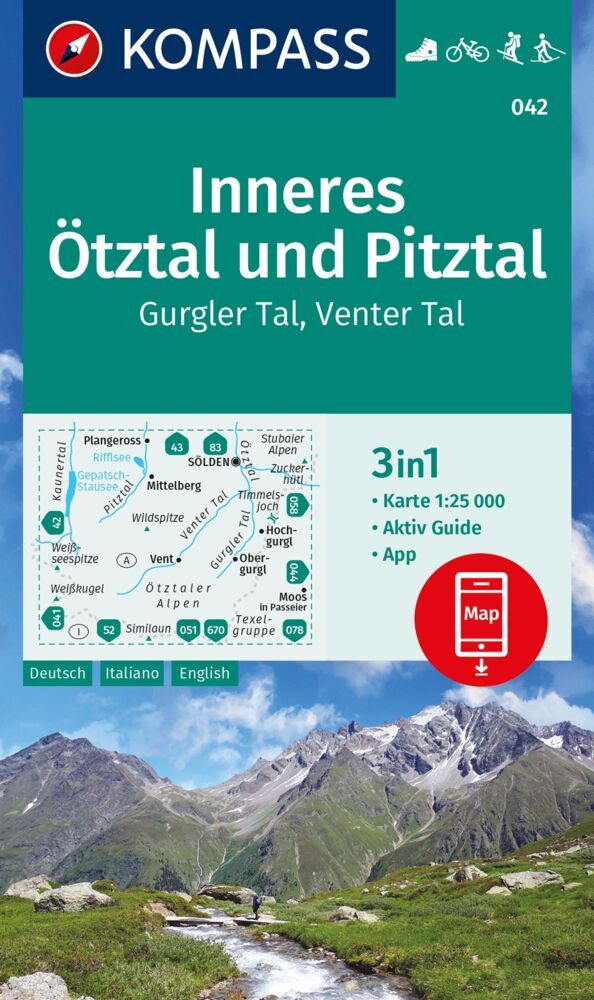 Online bestellen: Wandelkaart 042 Inneres Ötztal und Pitztal | Kompass