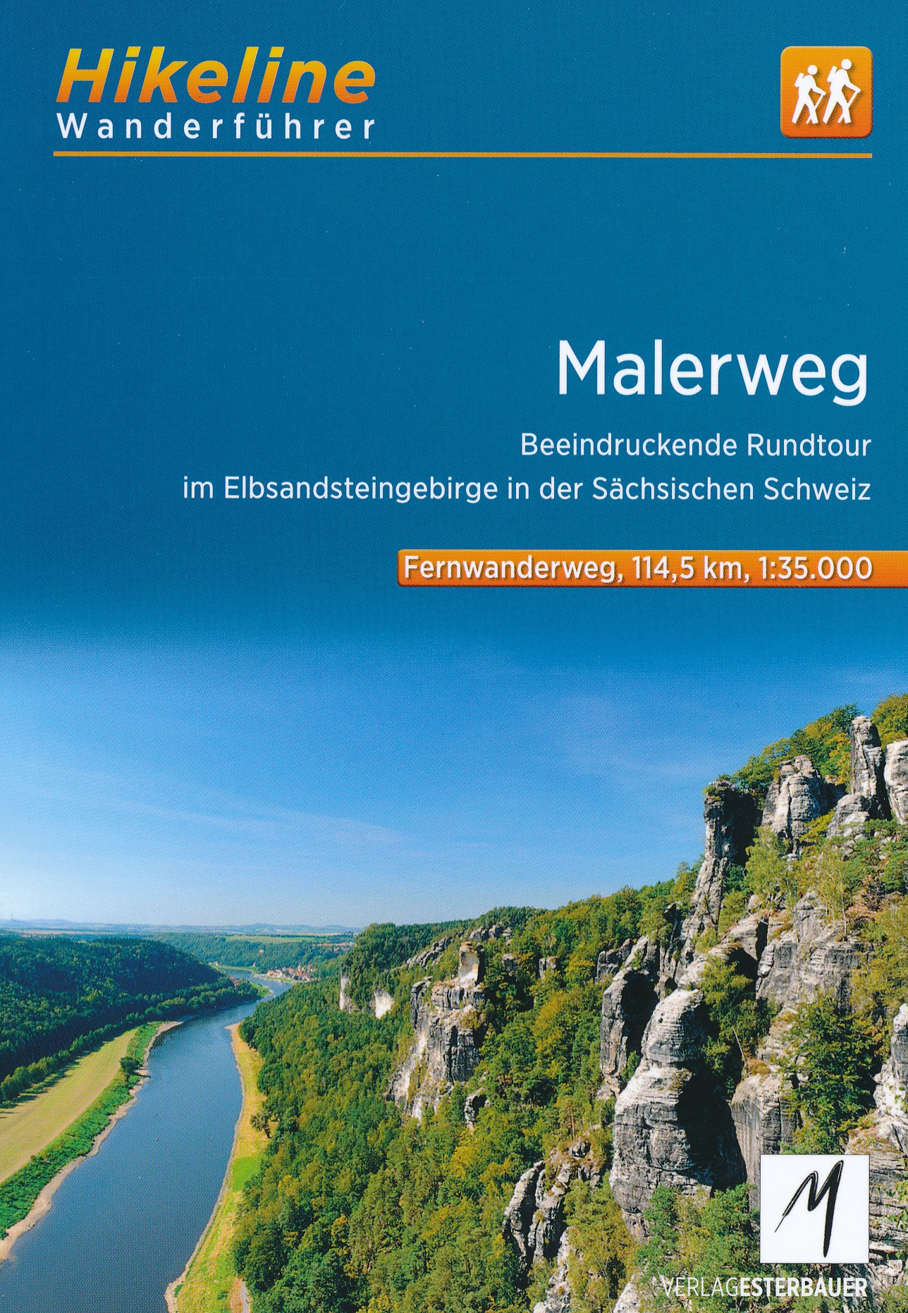 Online bestellen: Wandelgids Hikeline Malerweg | Esterbauer