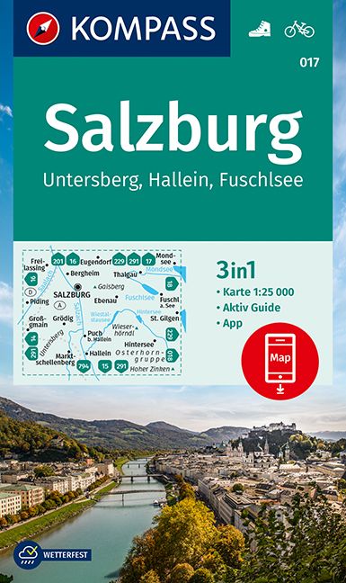 Online bestellen: Wandelkaart 017 Salzburg und Umgebung | Kompass
