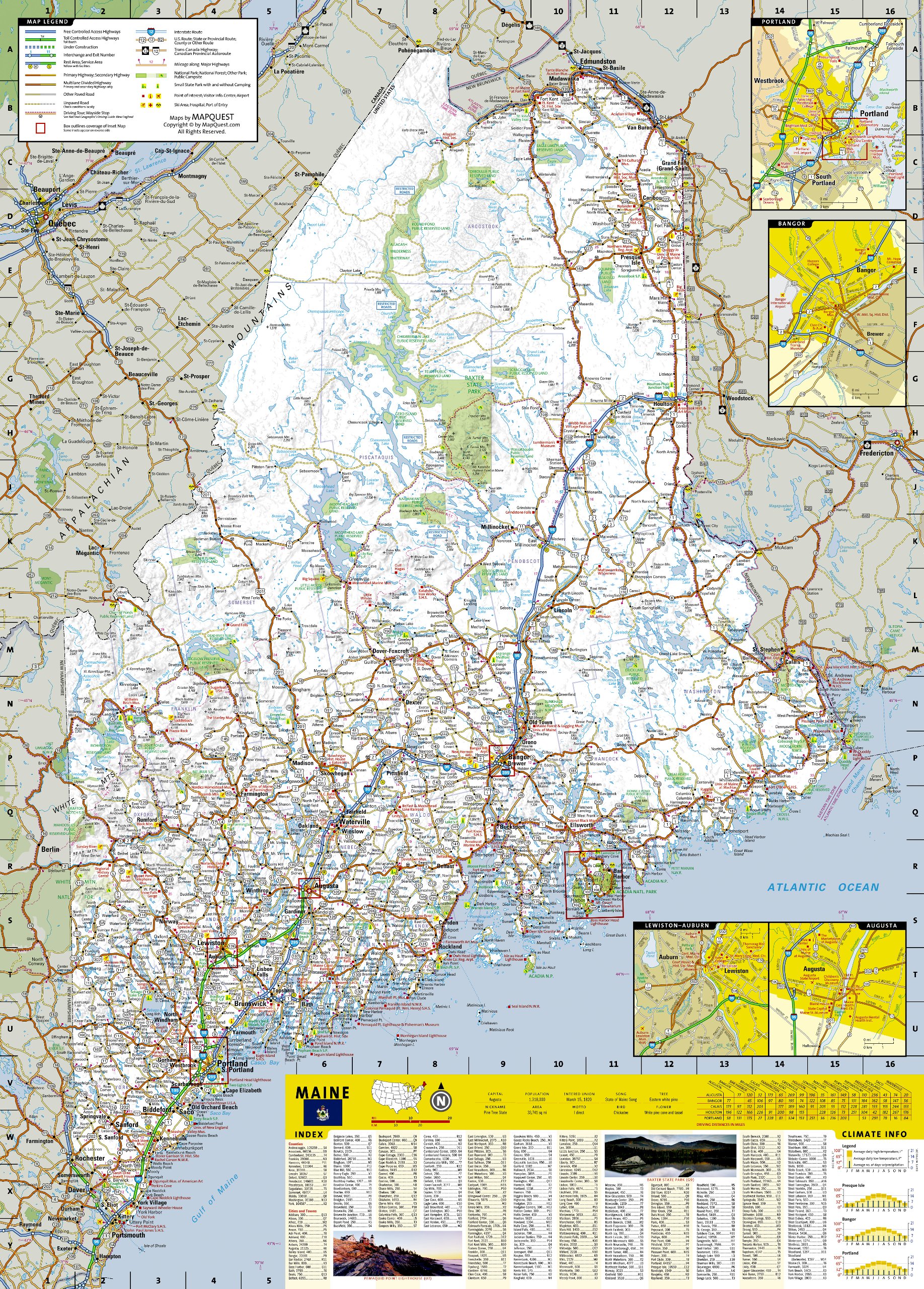 Wegenkaart Landkaart Guide Map Maine National