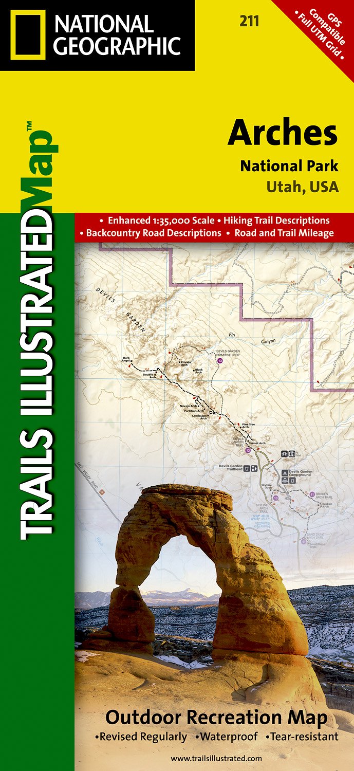 Online bestellen: Wandelkaart - Topografische kaart 211 Arches National Park | National Geographic