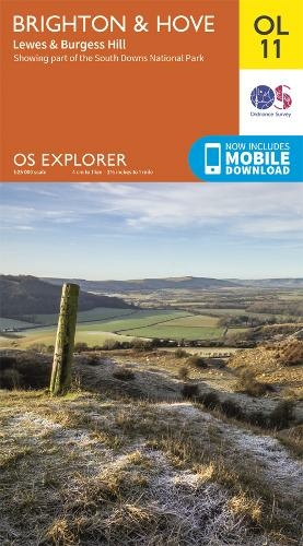 Online bestellen: Wandelkaart - Topografische kaart OL11 OS Explorer Map Brighton & Hove, Lewes & Burgess Hill | Ordnance Survey