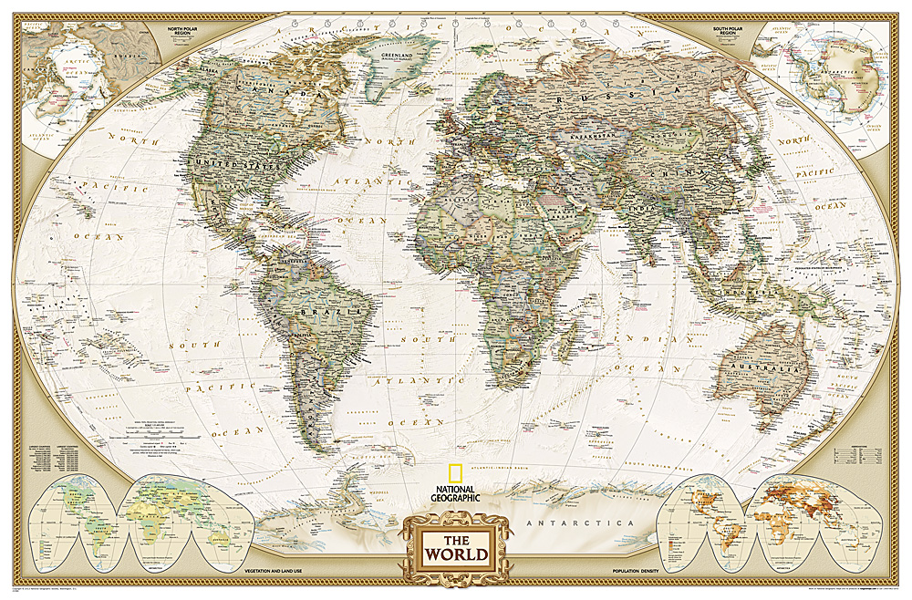 Wereldkaart 22086 Politiek & antiek, 185 x 122 cm | National Geographi