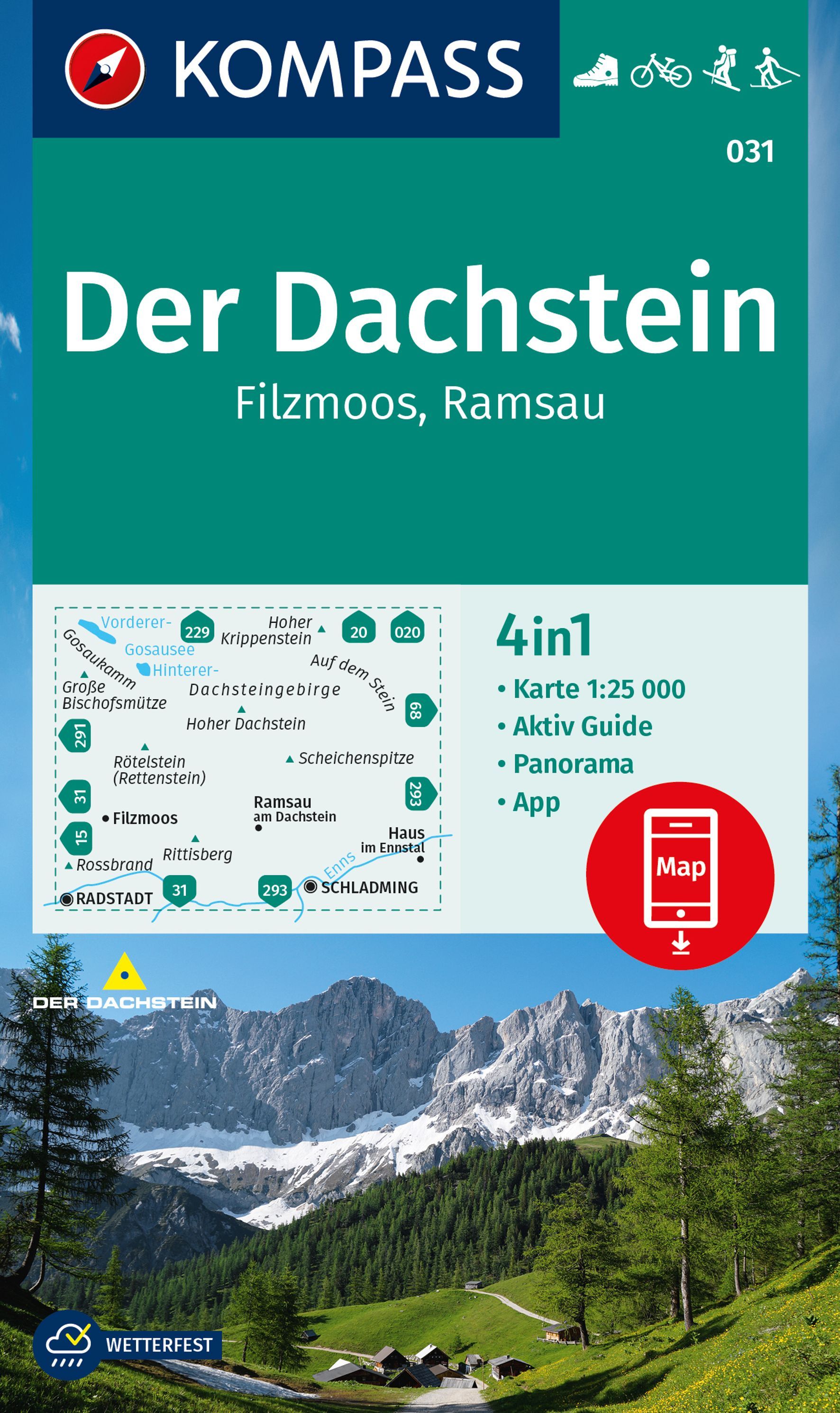 Online bestellen: Wandelkaart 031 Der Dachstein | Kompass