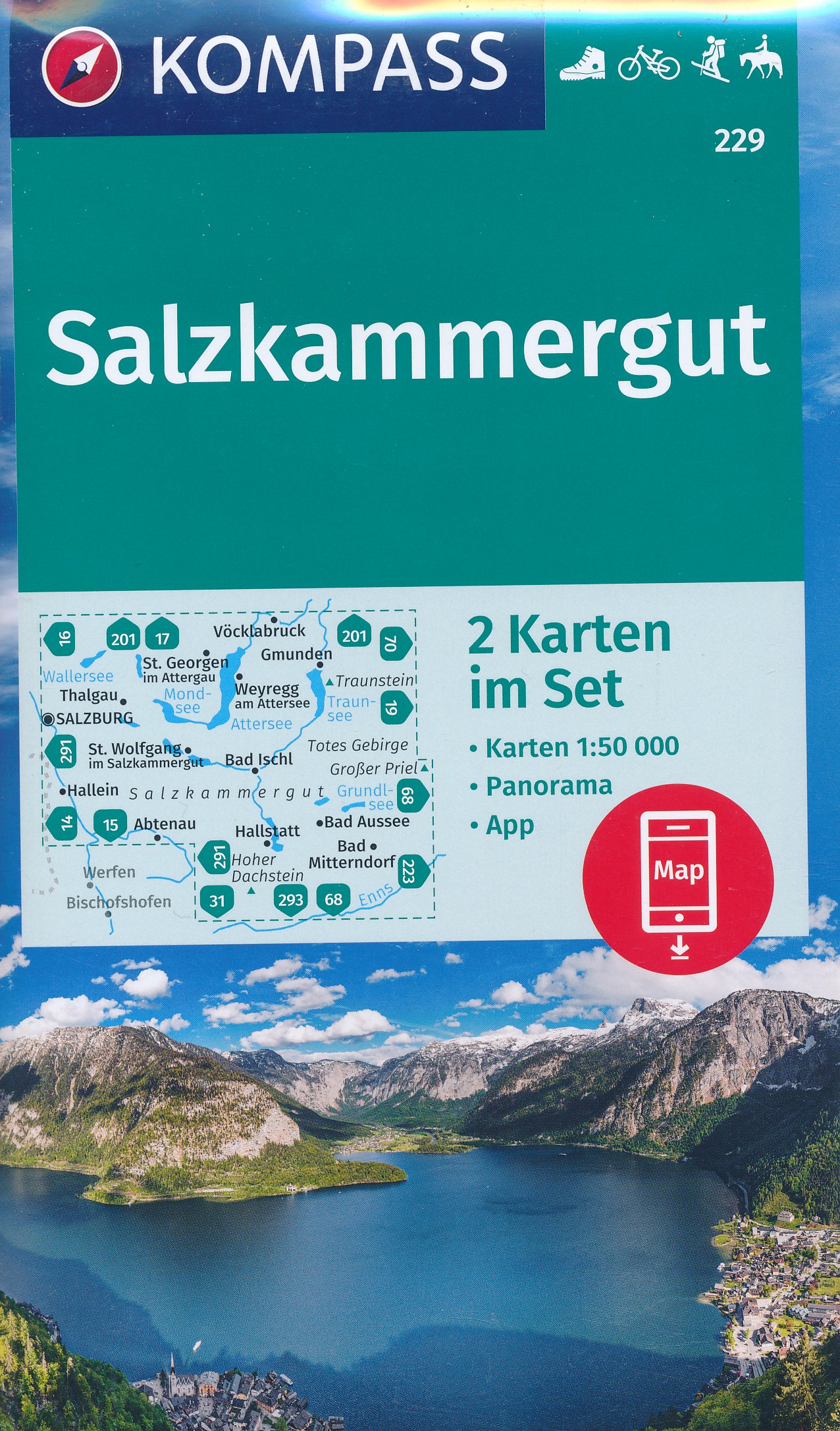 Online bestellen: Wandelkaart 229 Salzkammergut | Kompass