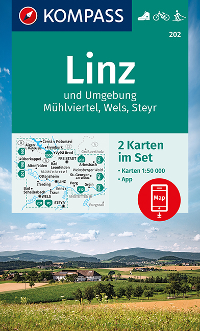 Online bestellen: Wandelkaart 202 Linz | Kompass
