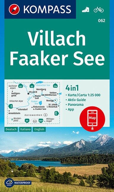 Online bestellen: Wandelkaart 062 Villach - Faaker See | Kompass
