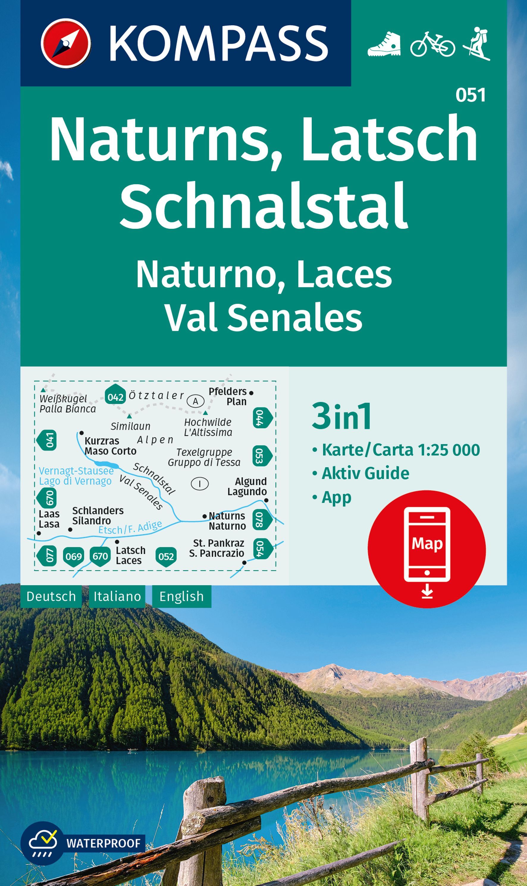Online bestellen: Wandelkaart 051 Naturns - Latsch- Schnalstal | Kompass