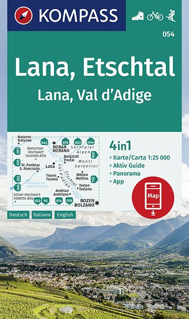 Online bestellen: Wandelkaart 054 Lana - Etschtal - Val d'Adige | Kompass