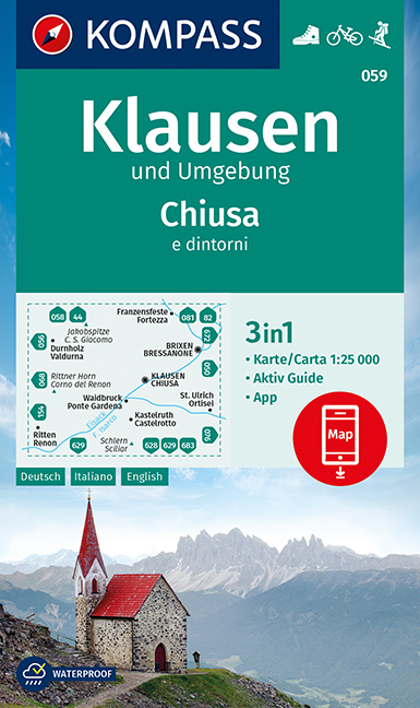 Online bestellen: Wandelkaart 059 Klausen und Umgebung - Chiusa e dintorni | Kompass