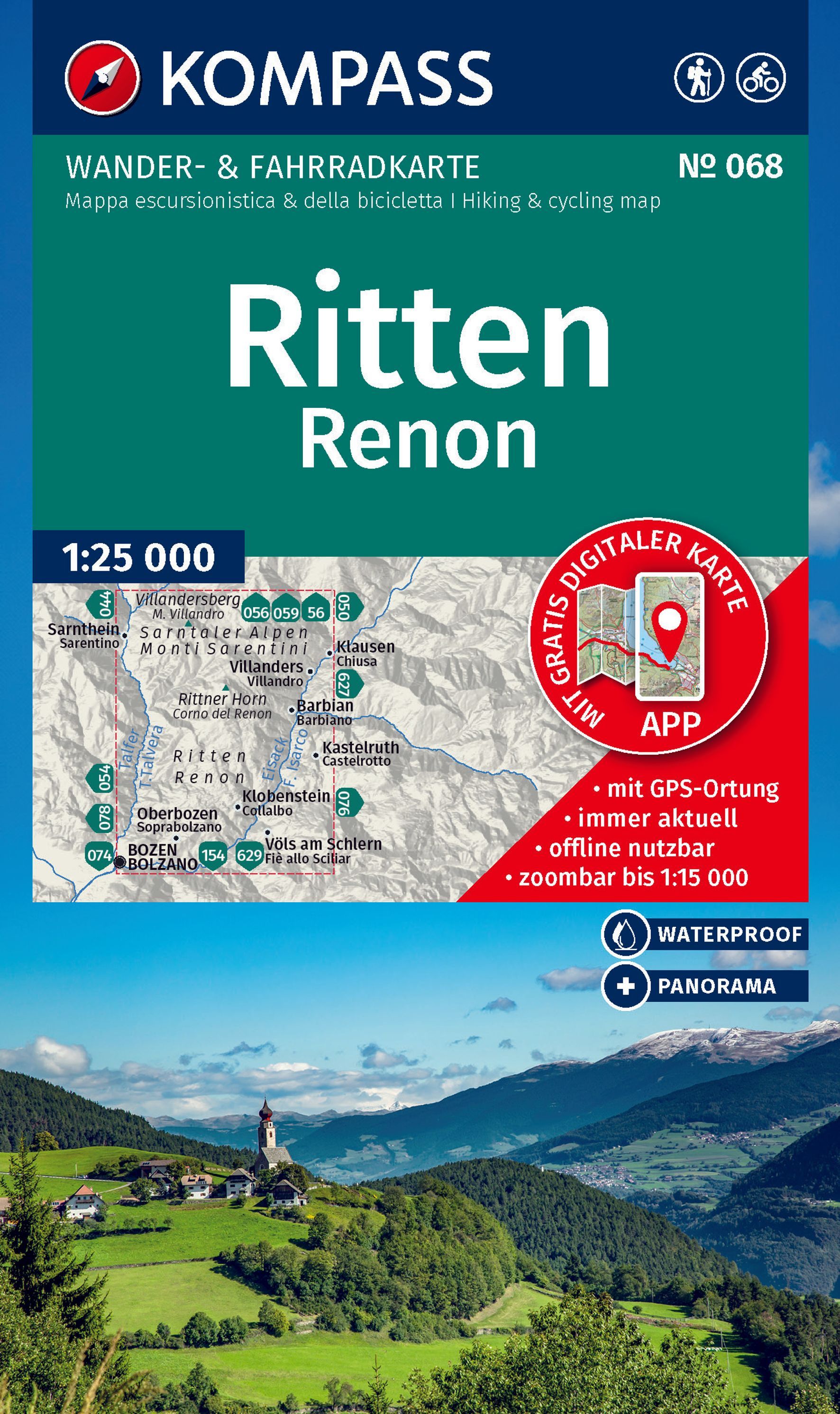 Wandelkaart 068 Ritten - Renon | Kompass