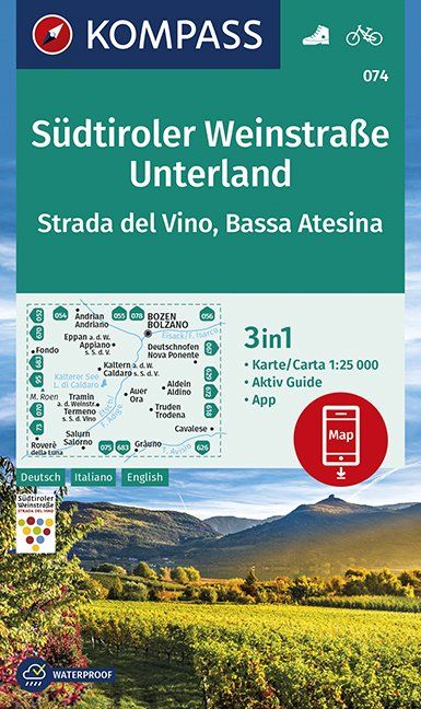 Online bestellen: Wandelkaart 074 Südtiroler Weinstraße - Unterland | Kompass