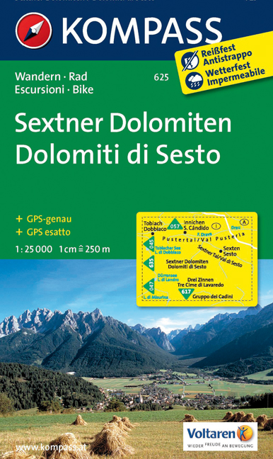 Wandelkaart 625 Sextner Dolomiten/Dolomiti di Sesto | Kompass |