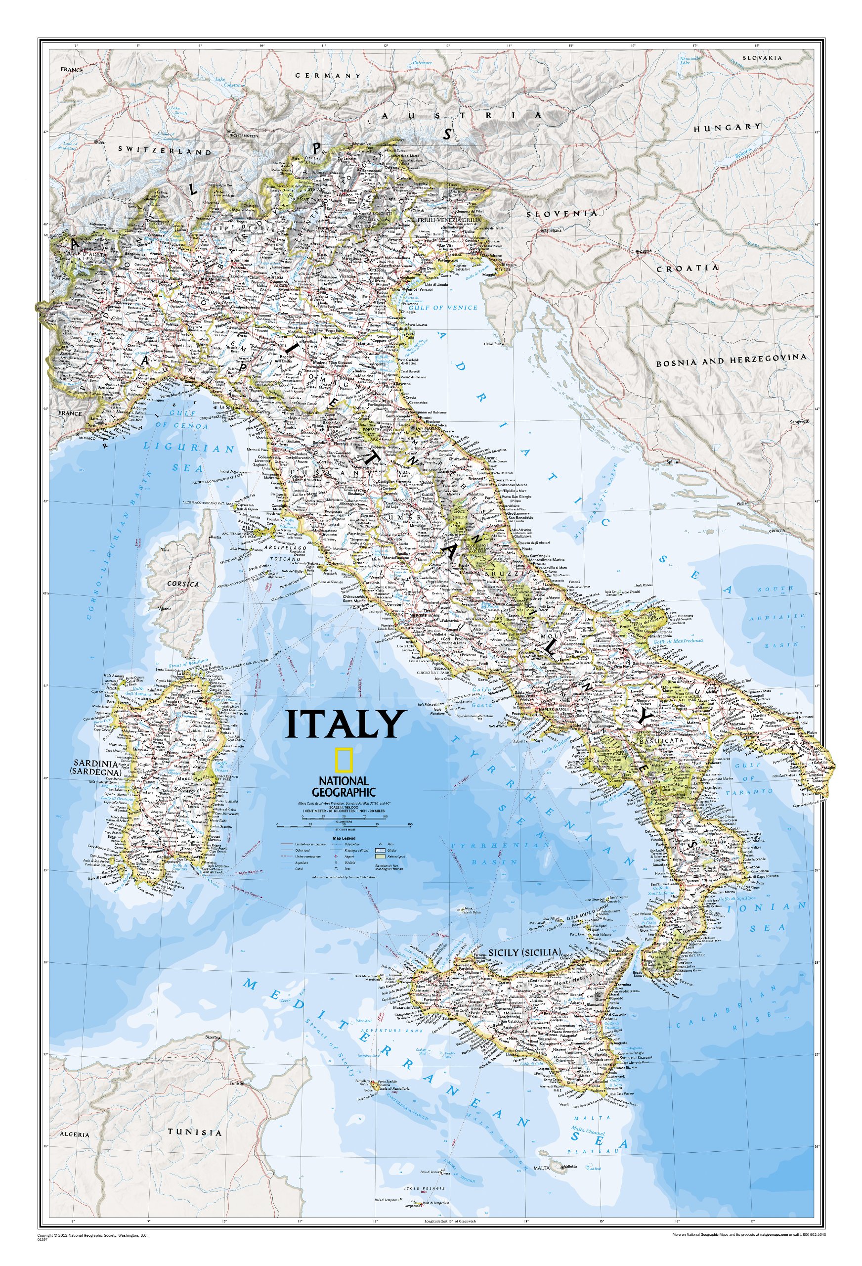 Online bestellen: Wandkaart Italy - Italië, 59 x 87 cm | National Geographic