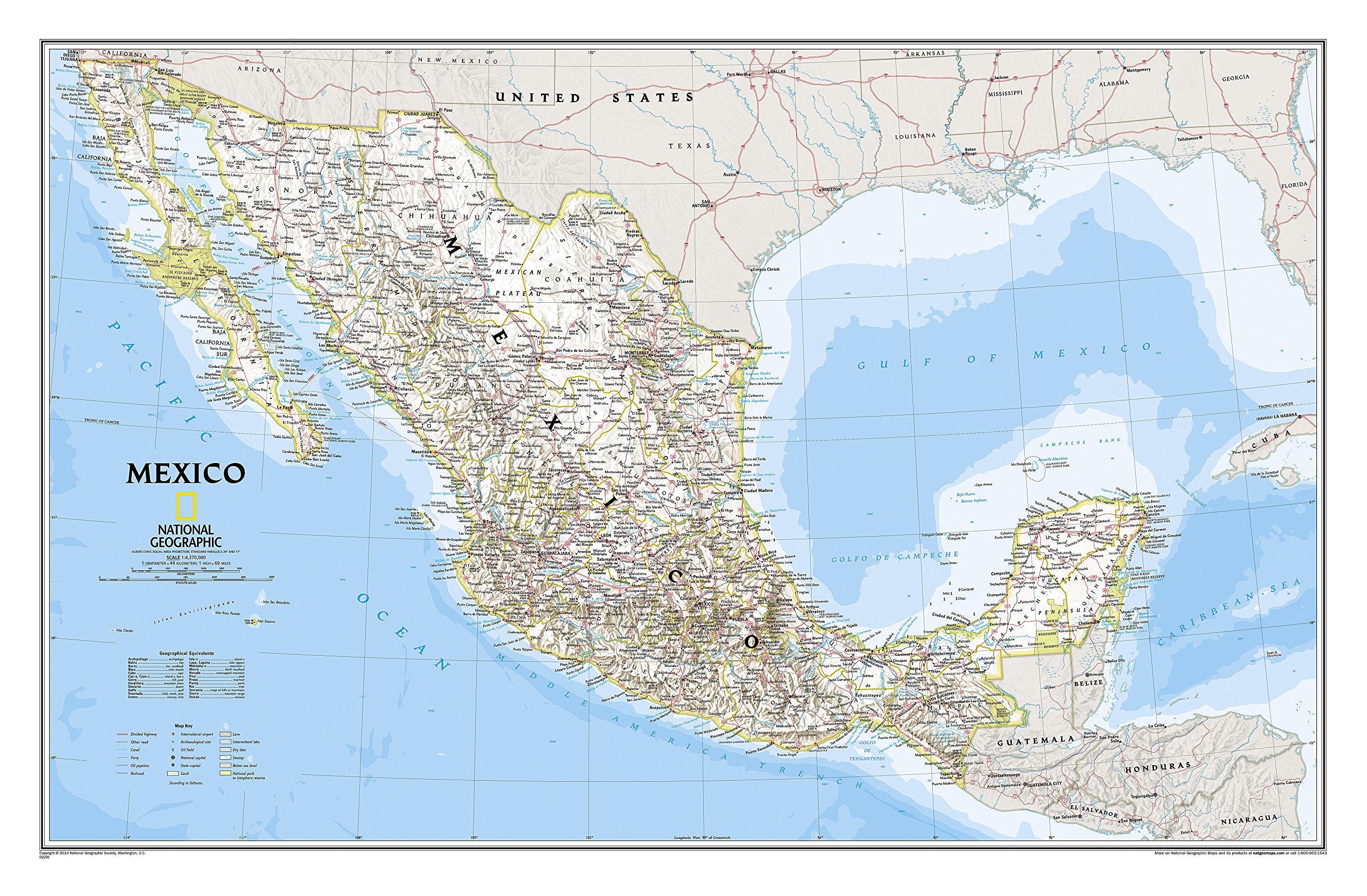 Online bestellen: Wandkaart Mexico, 78 x 54 cm | National Geographic