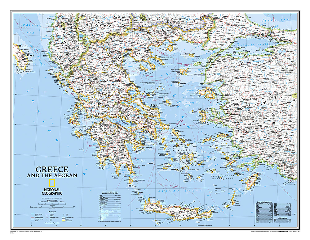 Online bestellen: Wandkaart Greece - Griekenland, 77 x 60 cm | National Geographic