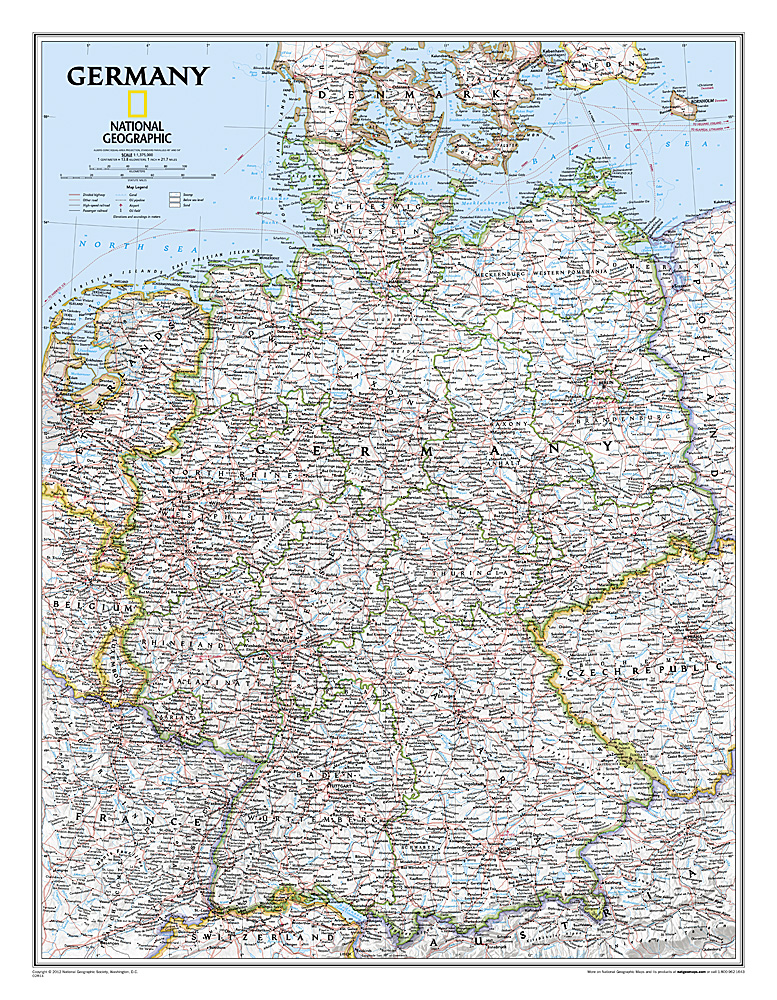 Online bestellen: Wandkaart Germany - Duitsland, 58 x 76 cm | National Geographic