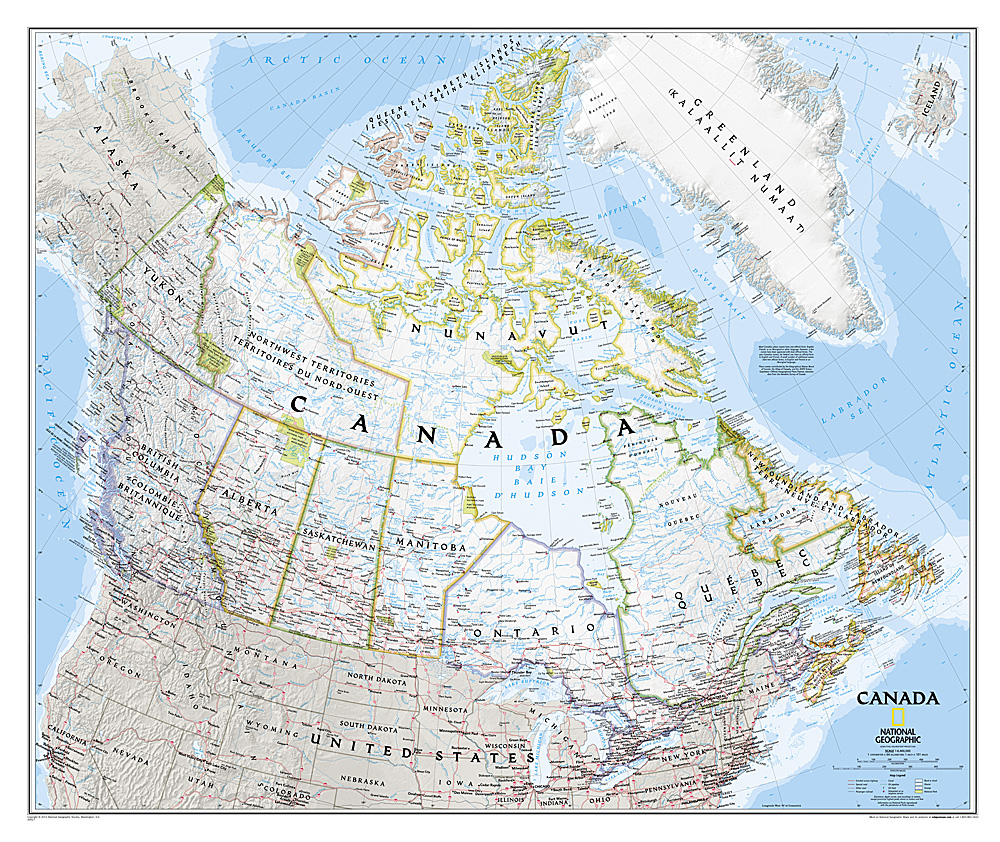 Online bestellen: Wandkaart Canada, 97 x 82 cm | National Geographic