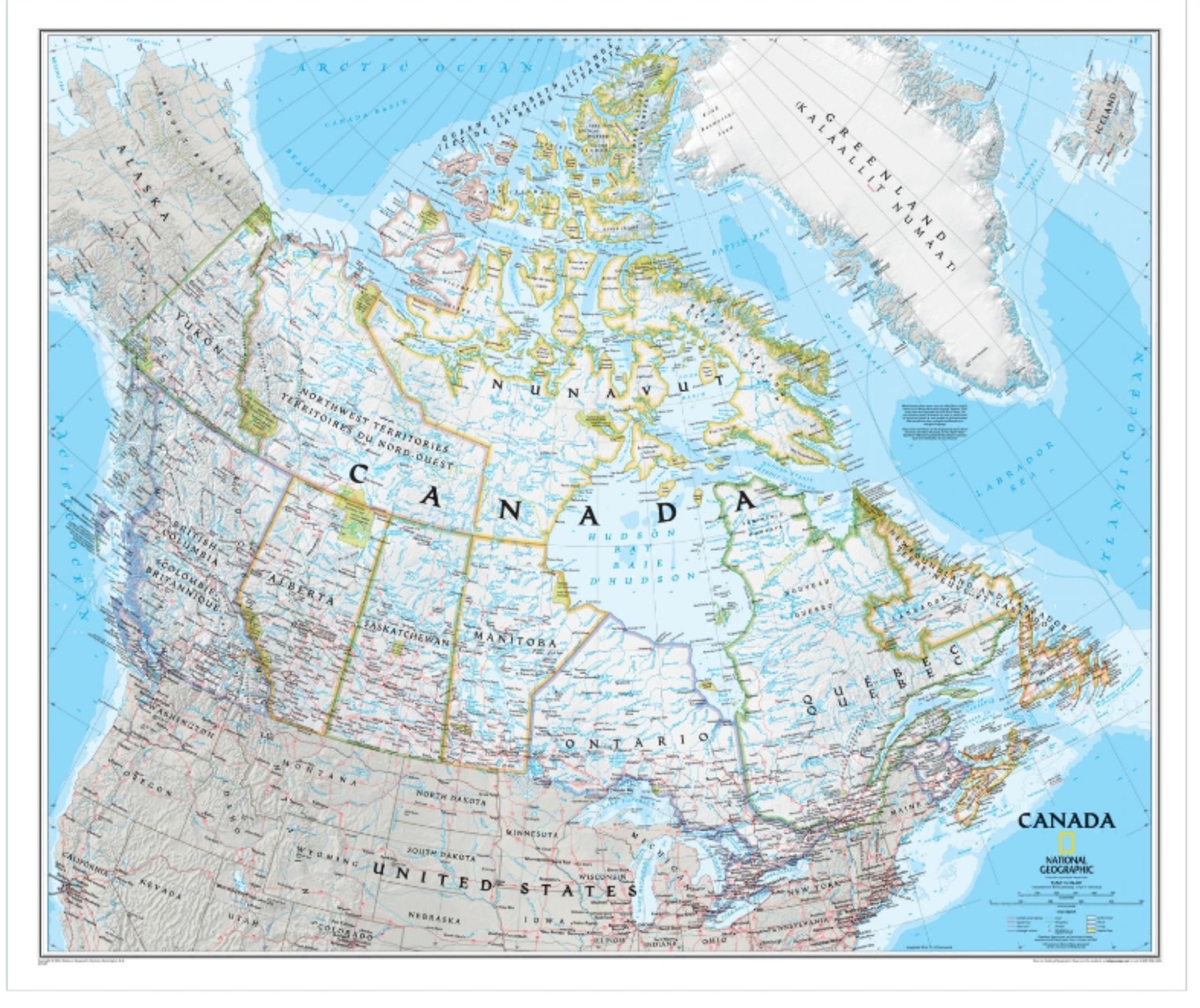 Wandkaart - landkaart Canada (papier) | National Geographic | 