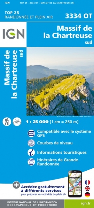 Online bestellen: Wandelkaart - Topografische kaart 3334OT Massif de la Chartreuse Sud | IGN - Institut Géographique National