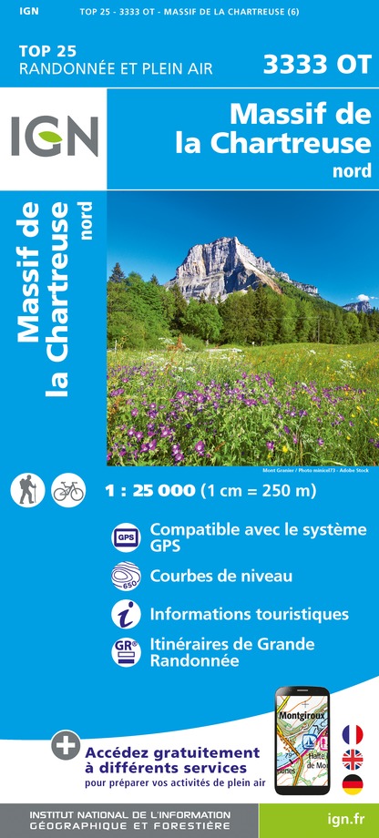Online bestellen: Wandelkaart - Topografische kaart 3333OT Massif de la Chartreuse Nord | IGN - Institut Géographique National