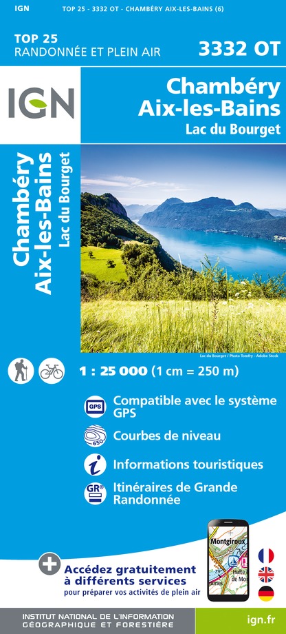 Online bestellen: Wandelkaart - Topografische kaart 3332OT Chambéry - Aix-les-Bains | IGN - Institut Géographique National